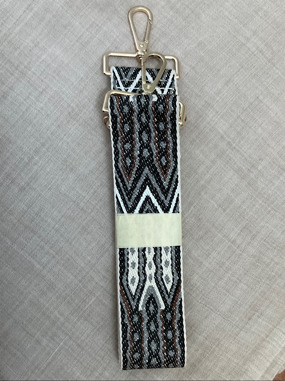 Ah-dorned embroidery bag Strap with Gold Hardware